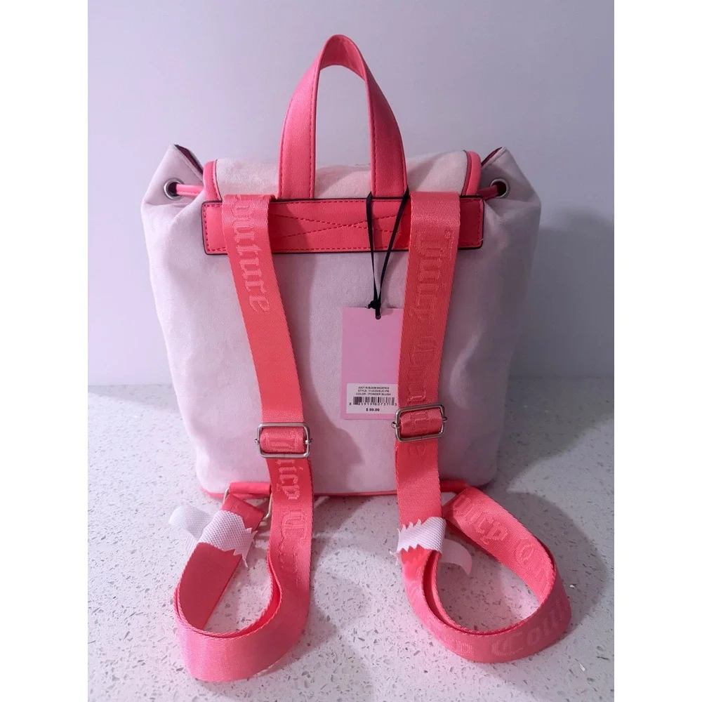 Juicy Couture Juicy In Bloom Pink Velour Floral Embroidered Mini Backpack NWT